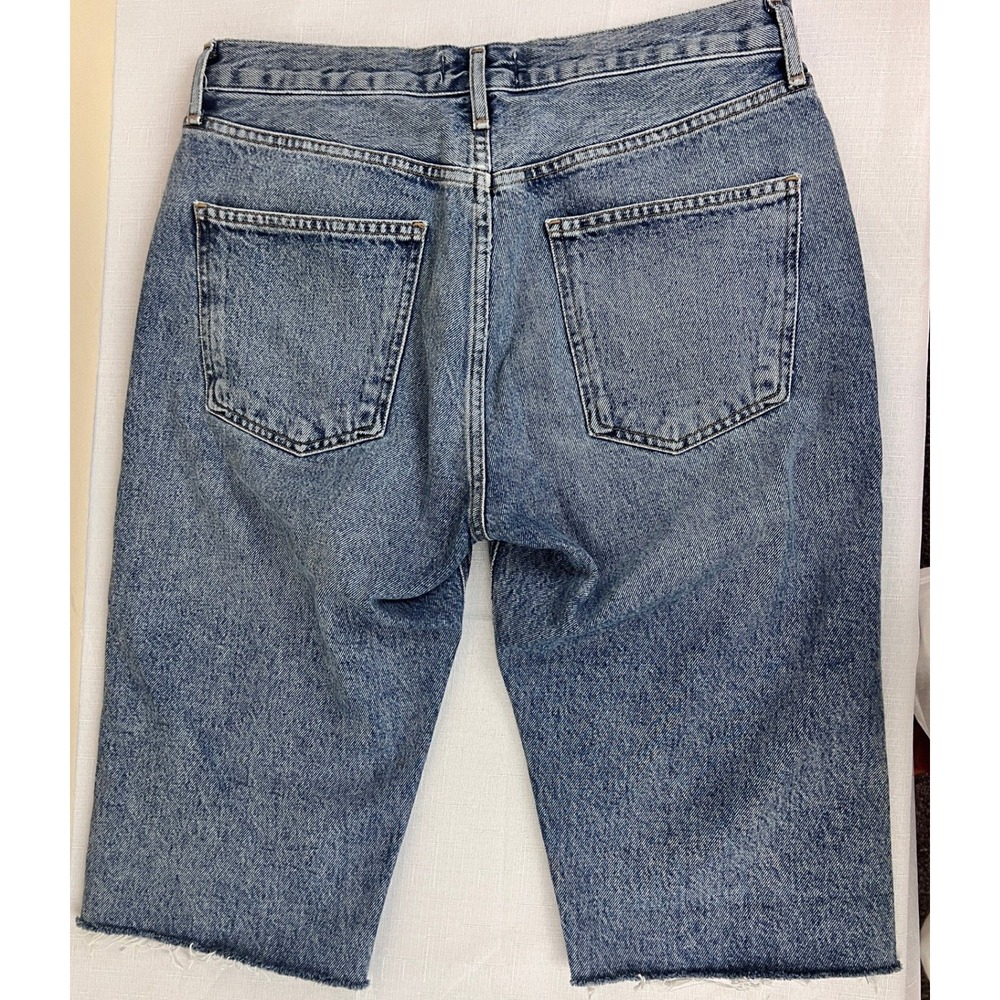AGOLDE Denim Shorts Womens 28 Blue Excellent Raw Hem Button Fly High Rise - Picture 4 of 10